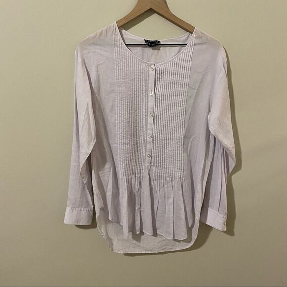 Theory pleated pin-tuck long sleeve top - Picture 2 of 7